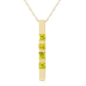 0.35 Carat 14K Solid Yellow Gold Necklace Bar Natural Peridot