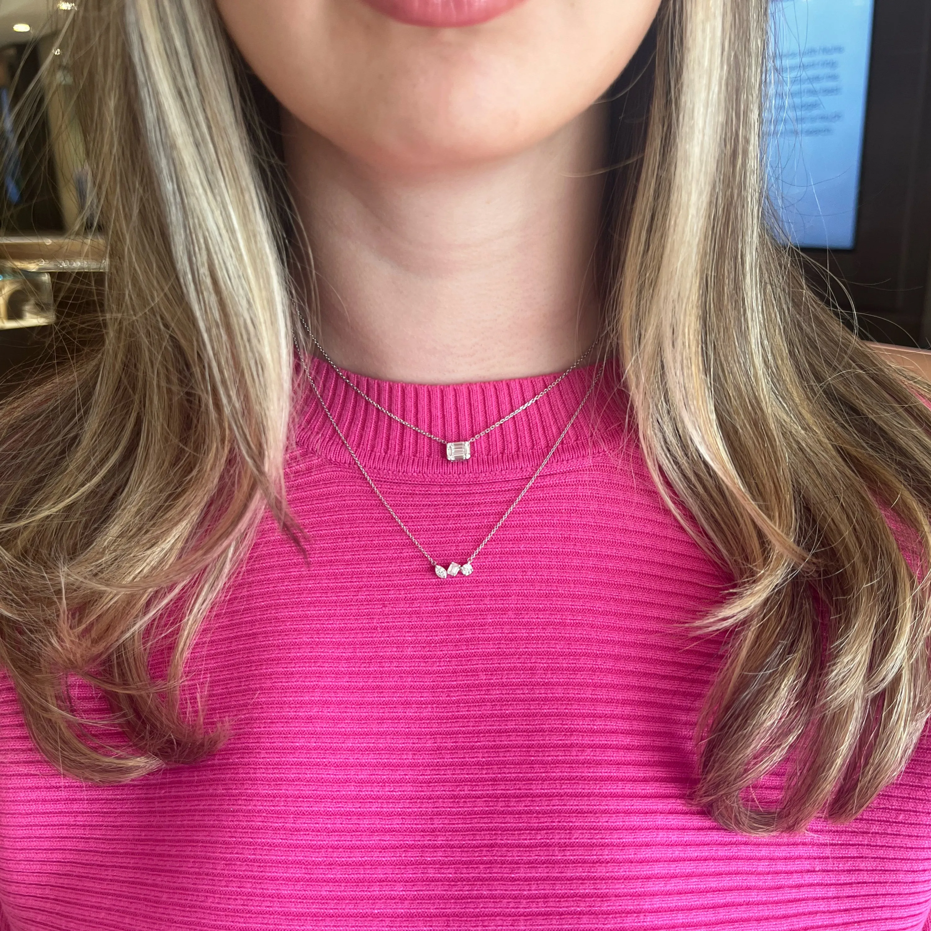 0.38 ct Emerald-Cut Diamond Illusion Pendant Necklace
