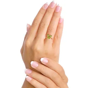 0.6 Carat 14K Solid Rose Gold Butterfly Ring Natural Peridot