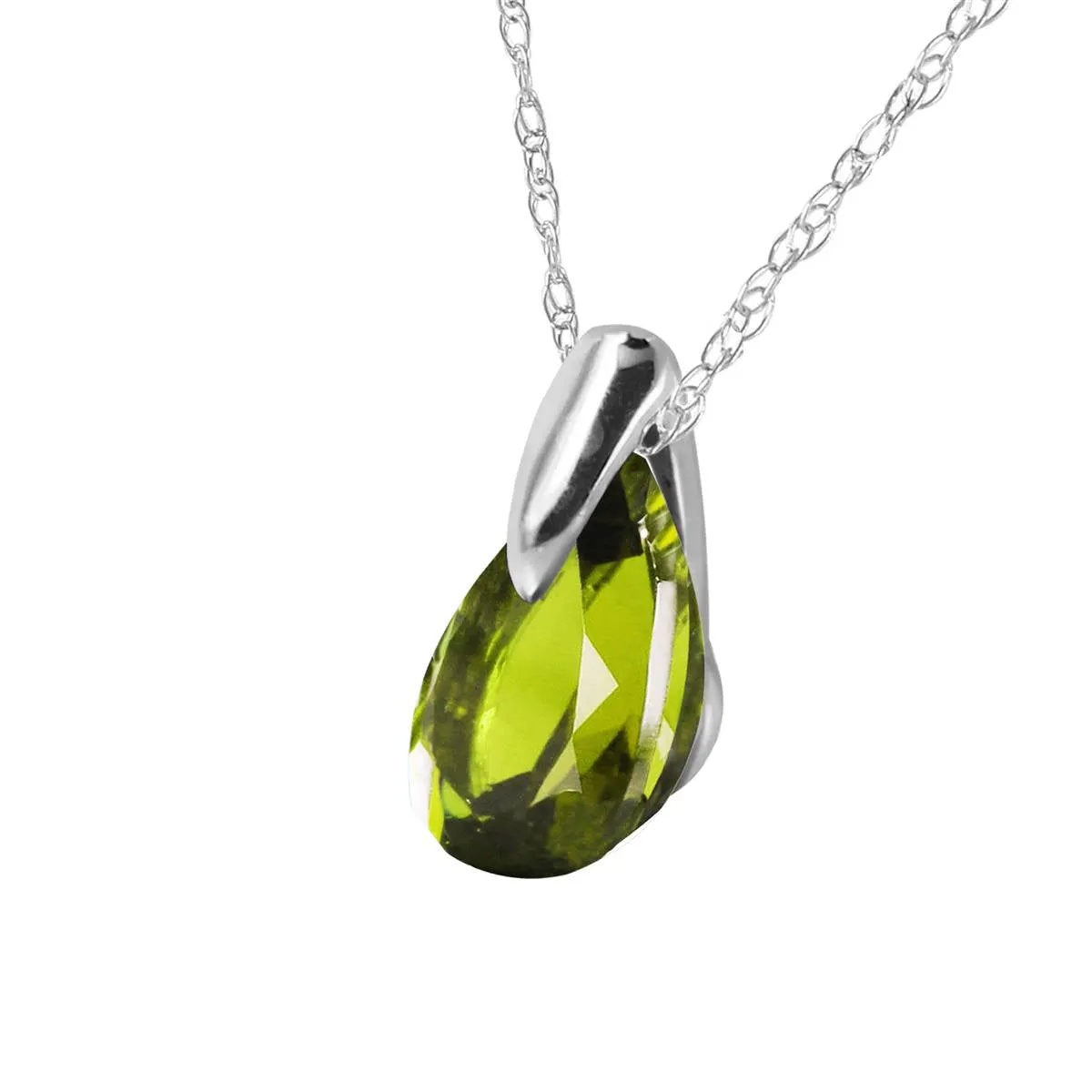 0.68 Carat 14K Solid White Gold Italian Romance Peridot Necklace