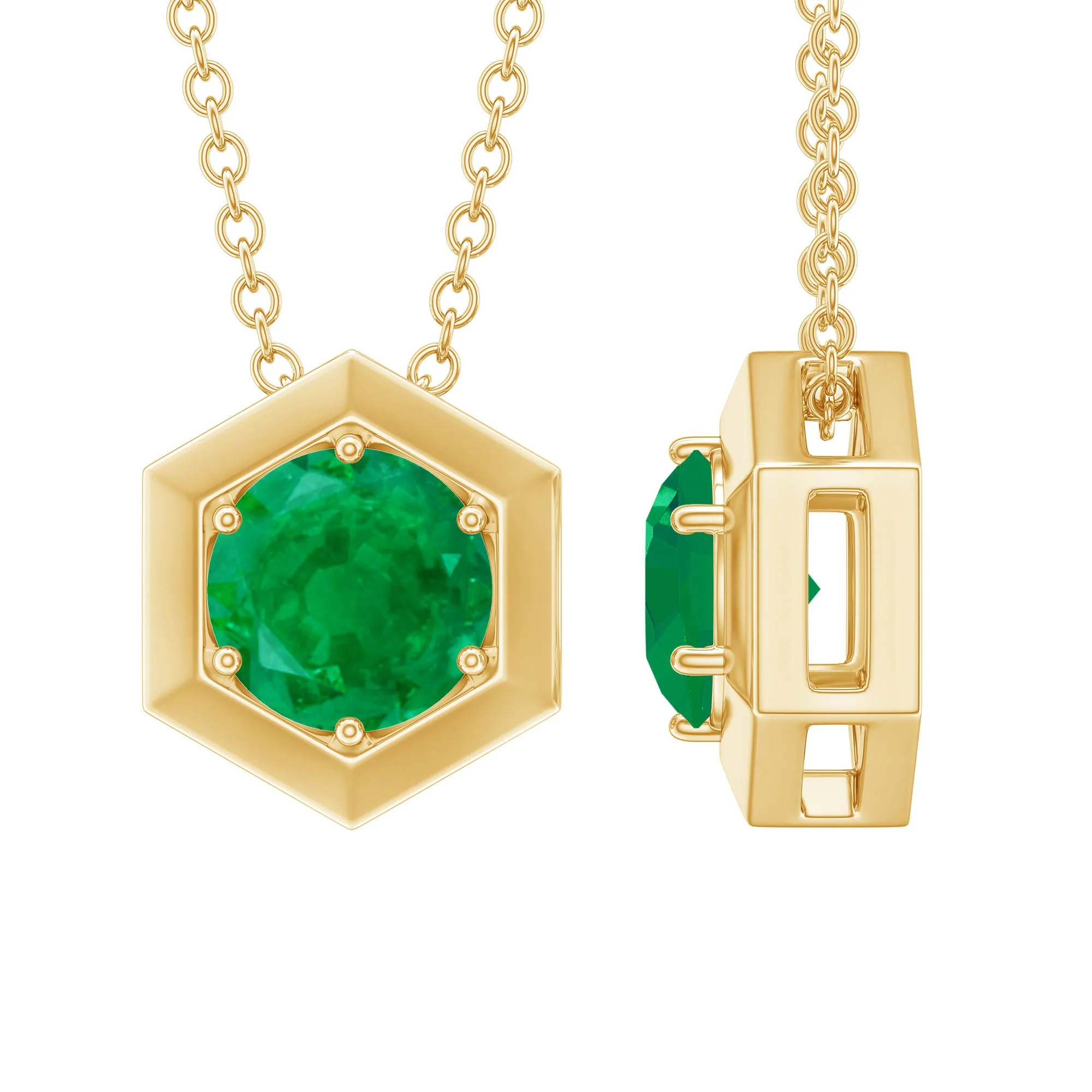 0.75 CT Antique Emerald Solitaire Pendant in 6 Prong Setting