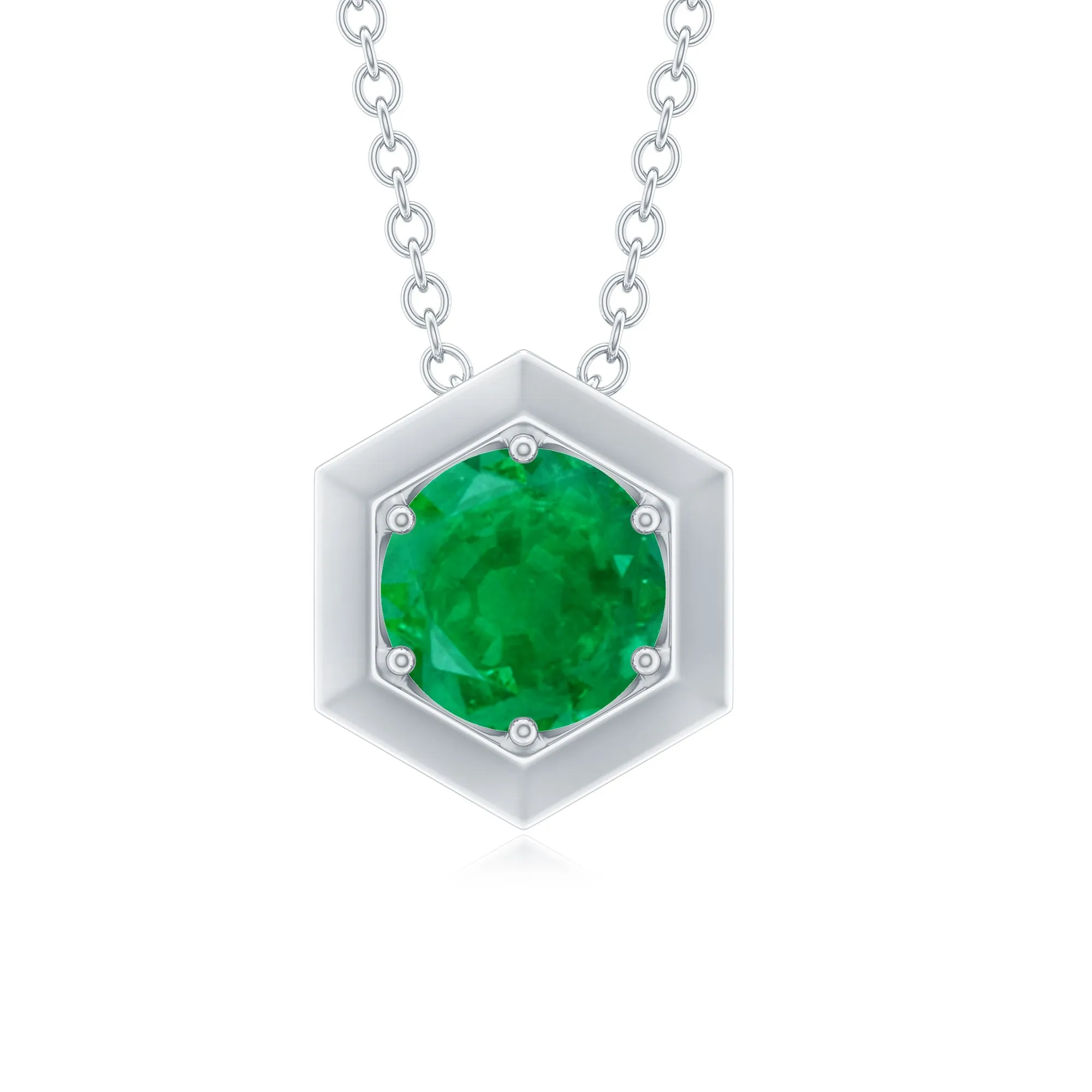 0.75 CT Antique Emerald Solitaire Pendant in 6 Prong Setting