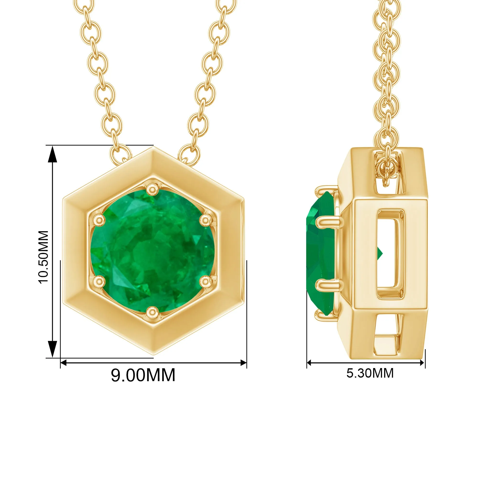 0.75 CT Antique Emerald Solitaire Pendant in 6 Prong Setting