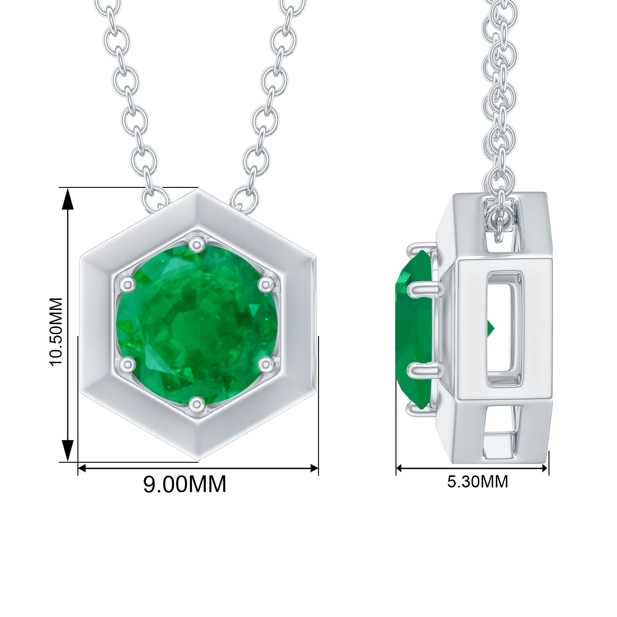 0.75 CT Antique Emerald Solitaire Pendant in 6 Prong Setting