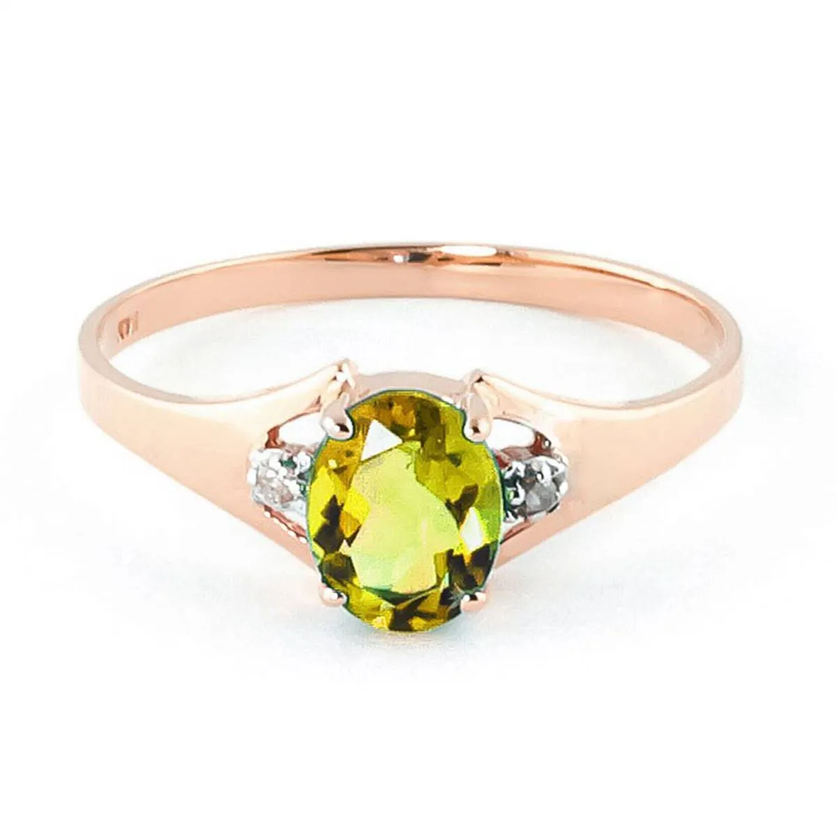 0.76 Carat 14K Solid Rose Gold Brilliance Peridot Diamond Ring
