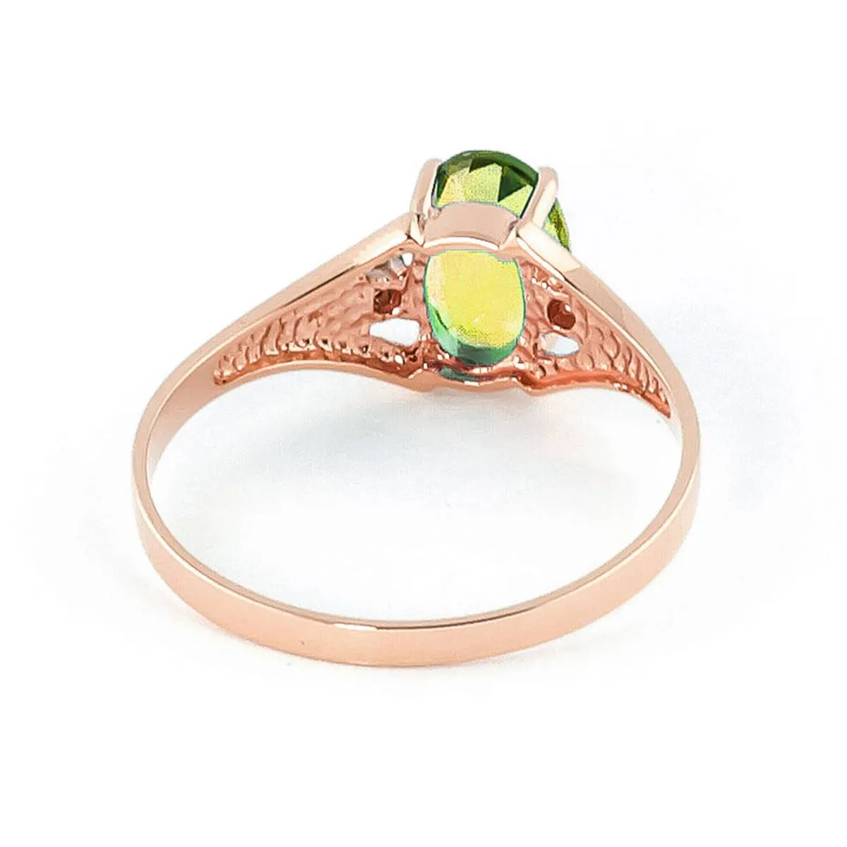 0.76 Carat 14K Solid Rose Gold Brilliance Peridot Diamond Ring