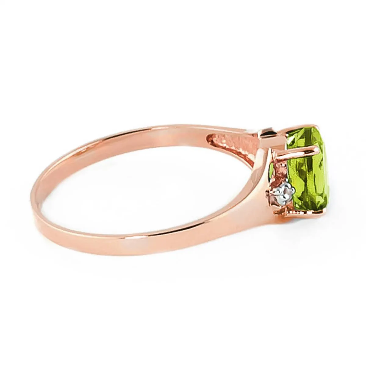 0.76 Carat 14K Solid Rose Gold Brilliance Peridot Diamond Ring