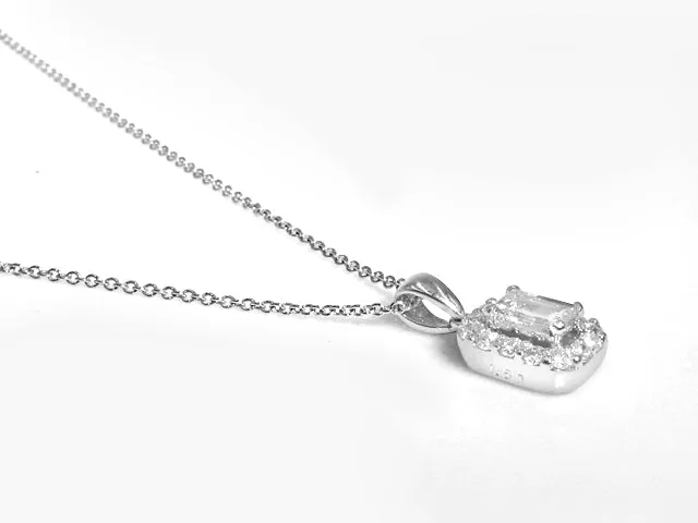 0.77 ctw Emerald Cut Halo Pendant Necklace
