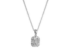0.77 ctw Emerald Cut Halo Pendant Necklace