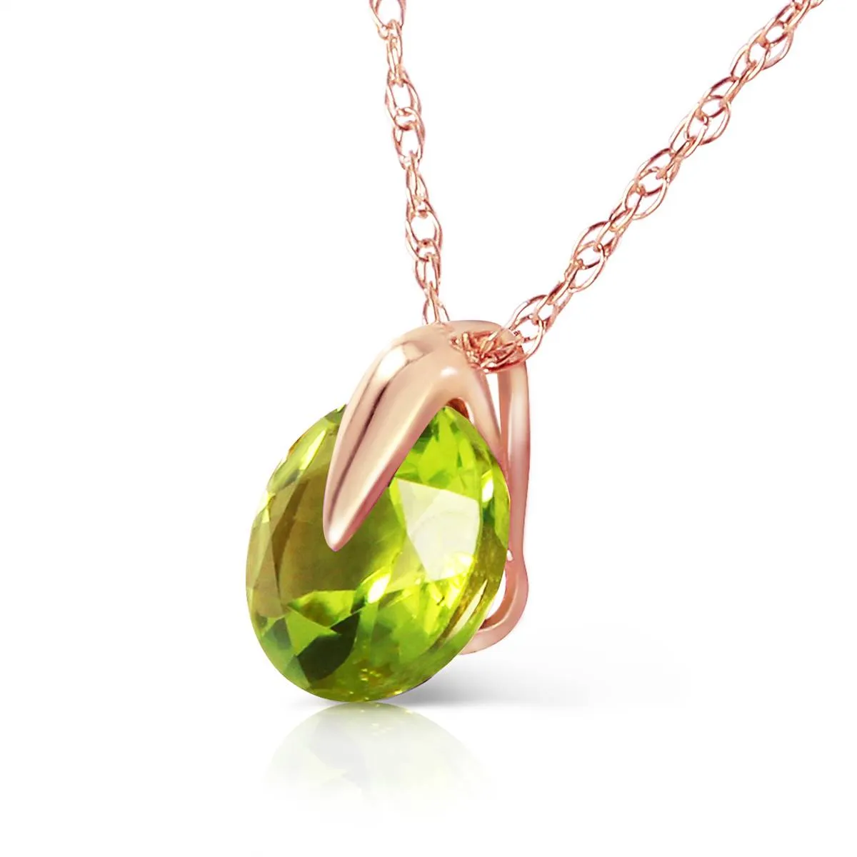 1 Carat 14K Solid Rose Gold Necklace Natural Peridot