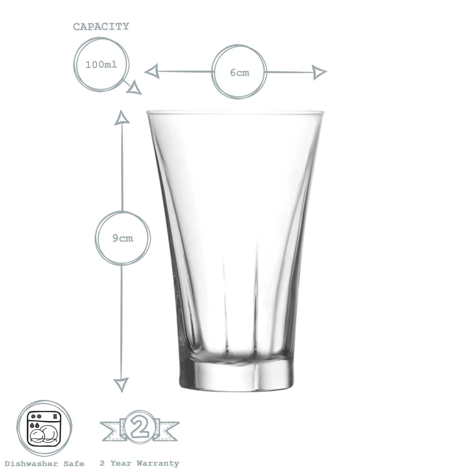 100ml Truva Shot Glasses - Pack of Six - By LAV