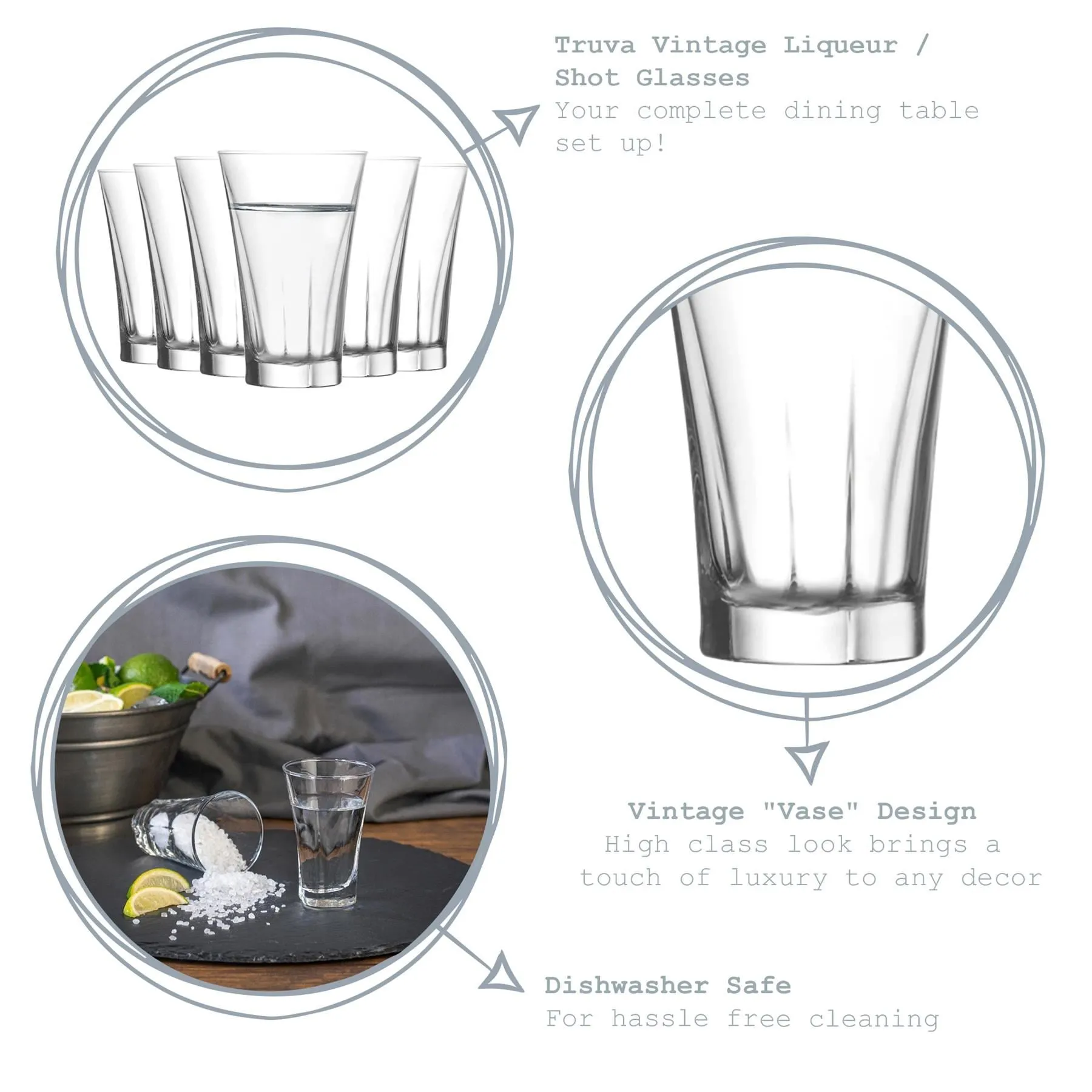 100ml Truva Shot Glasses - Pack of Six - By LAV