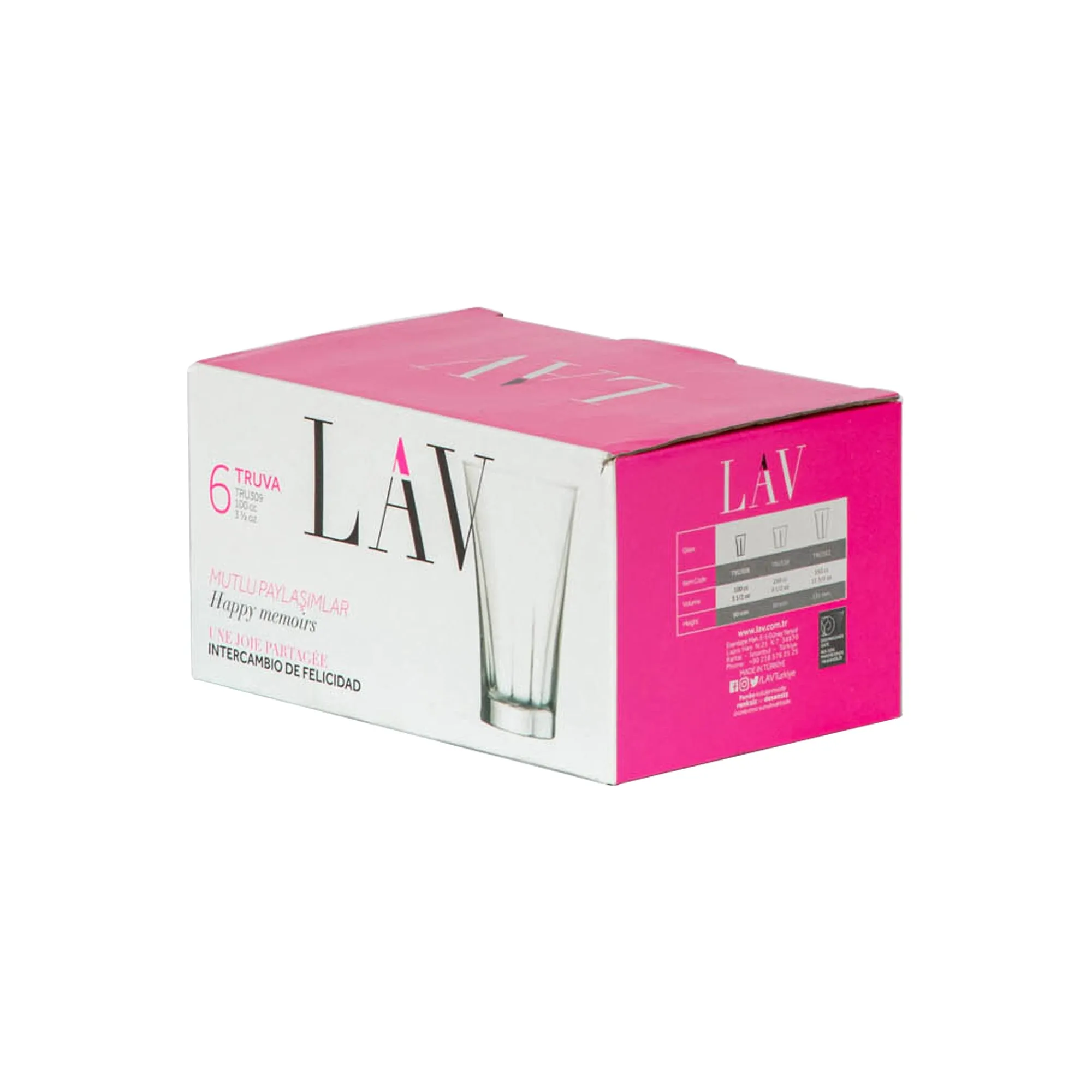 100ml Truva Shot Glasses - Pack of Six - By LAV