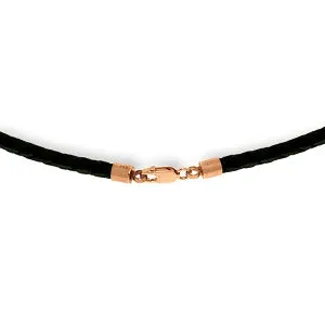 10.8 Carat 14K Solid Rose Gold Leather Necklace Pearl Ruby