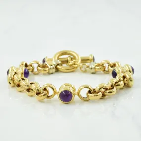 10k Yellow Gold Amethyst Cable Chain Bracelet | 4.00ctw | 7.00" |