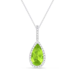 1.15ct Peridot 16"Pendant Necklace in 14K White Gold