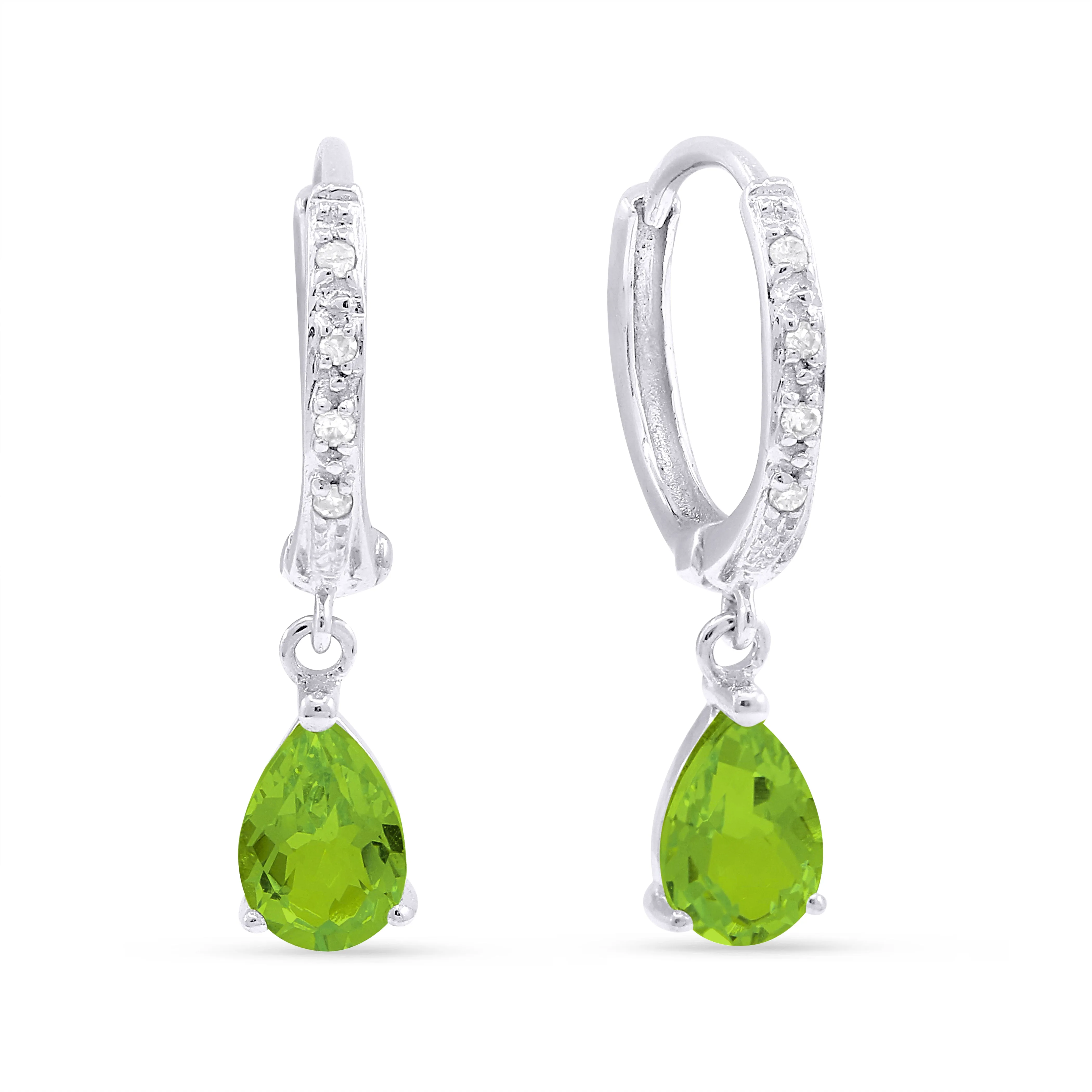 1.1ct Peridot Drop/Dangle Earrings in 14K White Gold