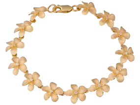 11mm 14k Plumeria Bracelet with 13 diamonds and 13 flowers