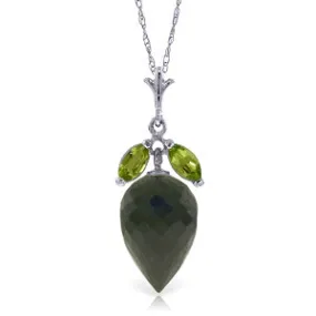 12.75 Carat 14K Solid White Gold Necklace Peridot Briolette Black Spinel