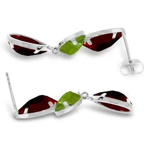 13.6 Carat 14K Solid White Gold Chandelier Earrings Garnet Peridot
