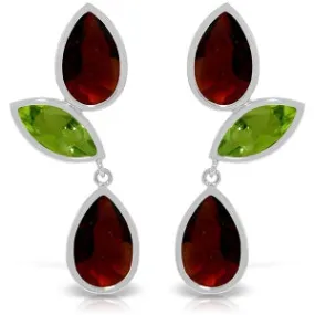 13.6 Carat 14K Solid White Gold Chandelier Earrings Garnet Peridot