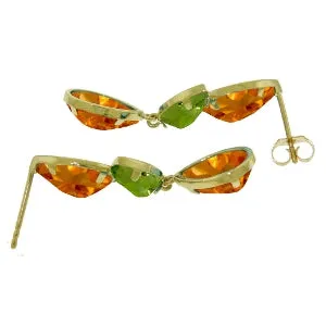 13.6 Carat 14K Solid Yellow Gold Chandelier Earrings Citrine Peridot