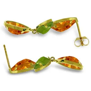 13.6 Carat 14K Solid Yellow Gold Chandelier Earrings Citrine Peridot