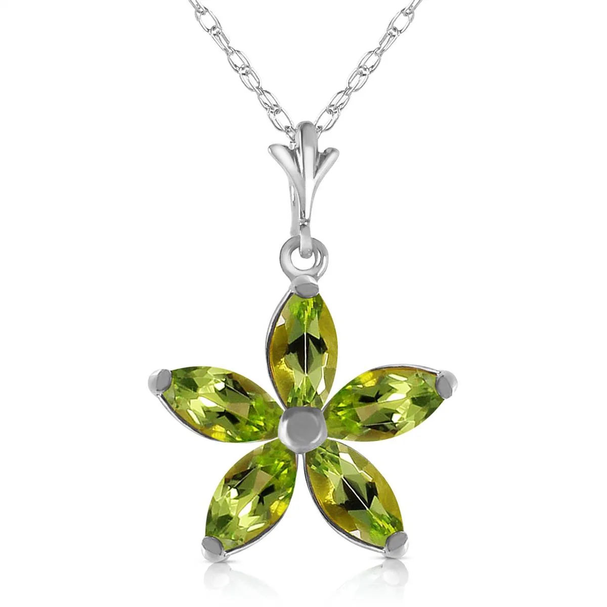 1.4 Carat 14K Solid White Gold La Vie Peridot Necklace