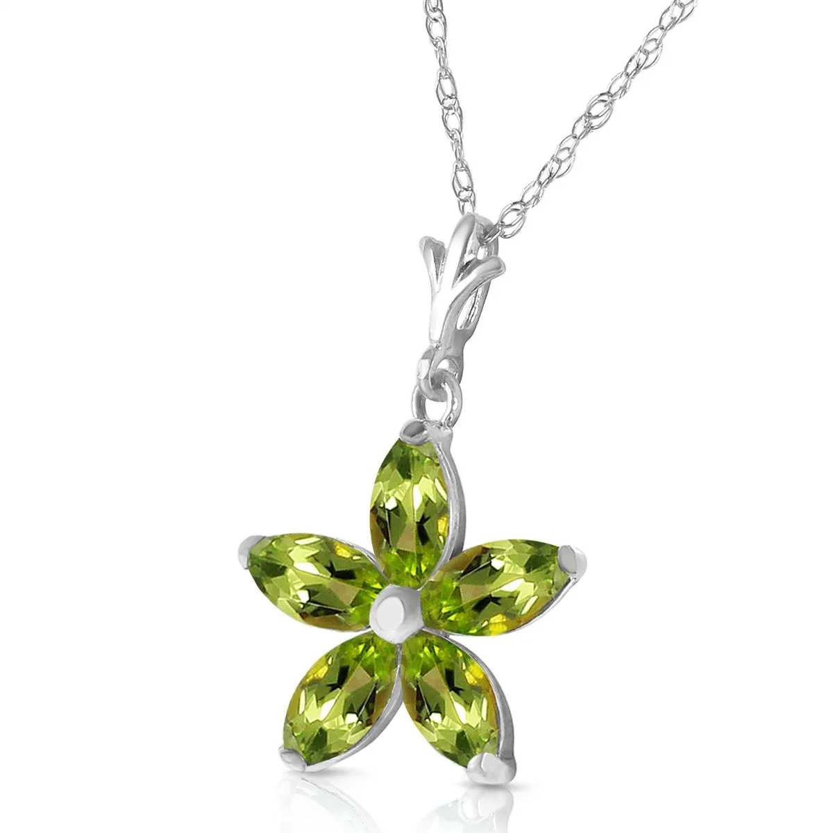 1.4 Carat 14K Solid White Gold La Vie Peridot Necklace