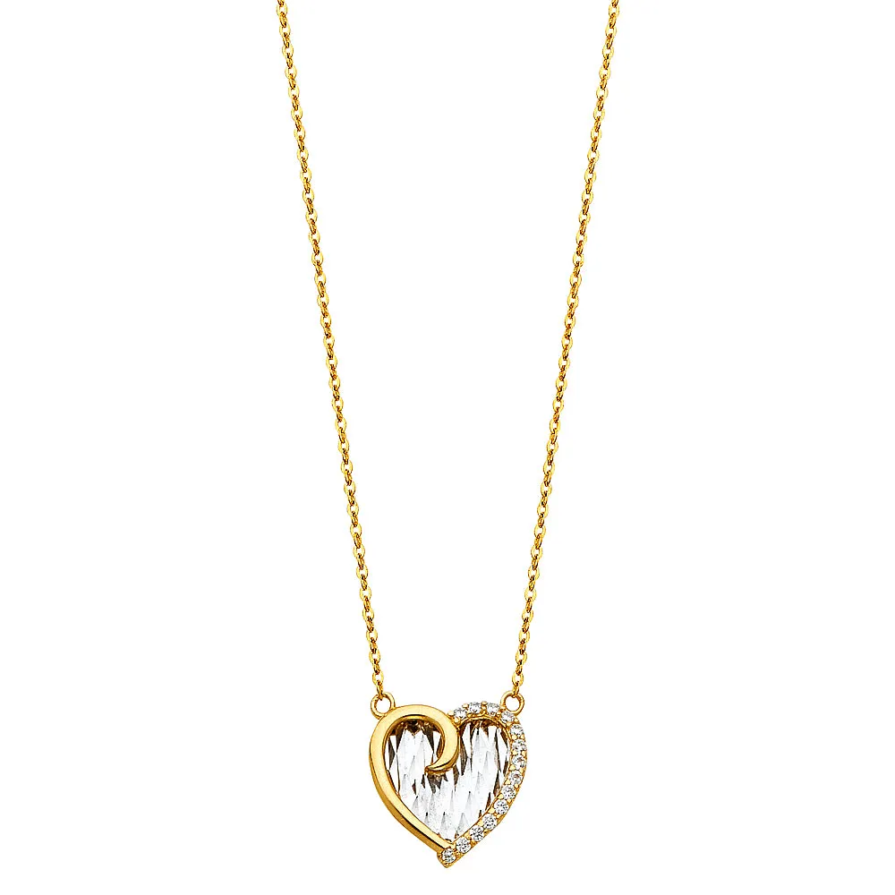 14K CZ HEART NECKLACE