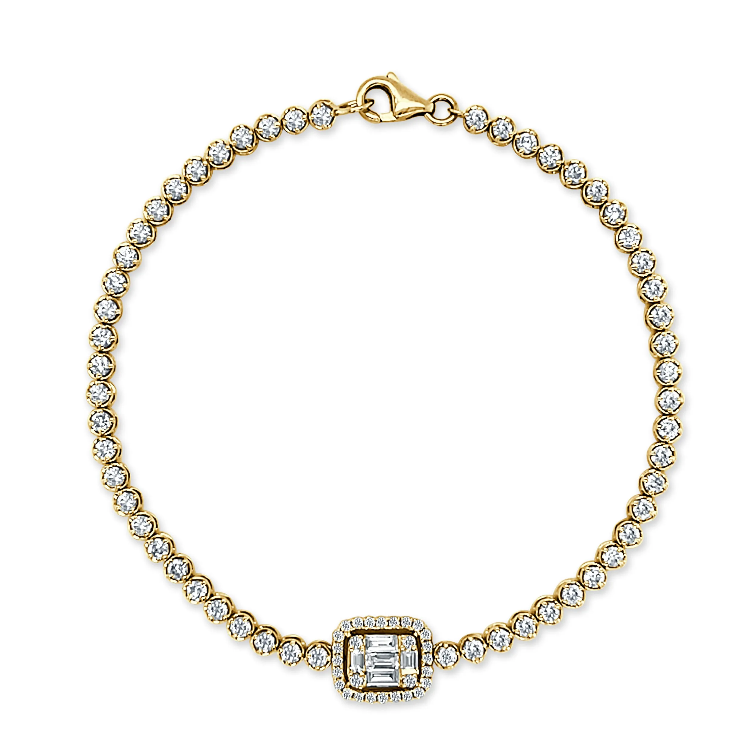 14k Gold & Baguette Diamond Tennis Bracelet - 1.95ct