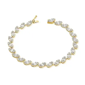 14k Gold & Baguette Diamond Tennis Bracelet - 3.37ct