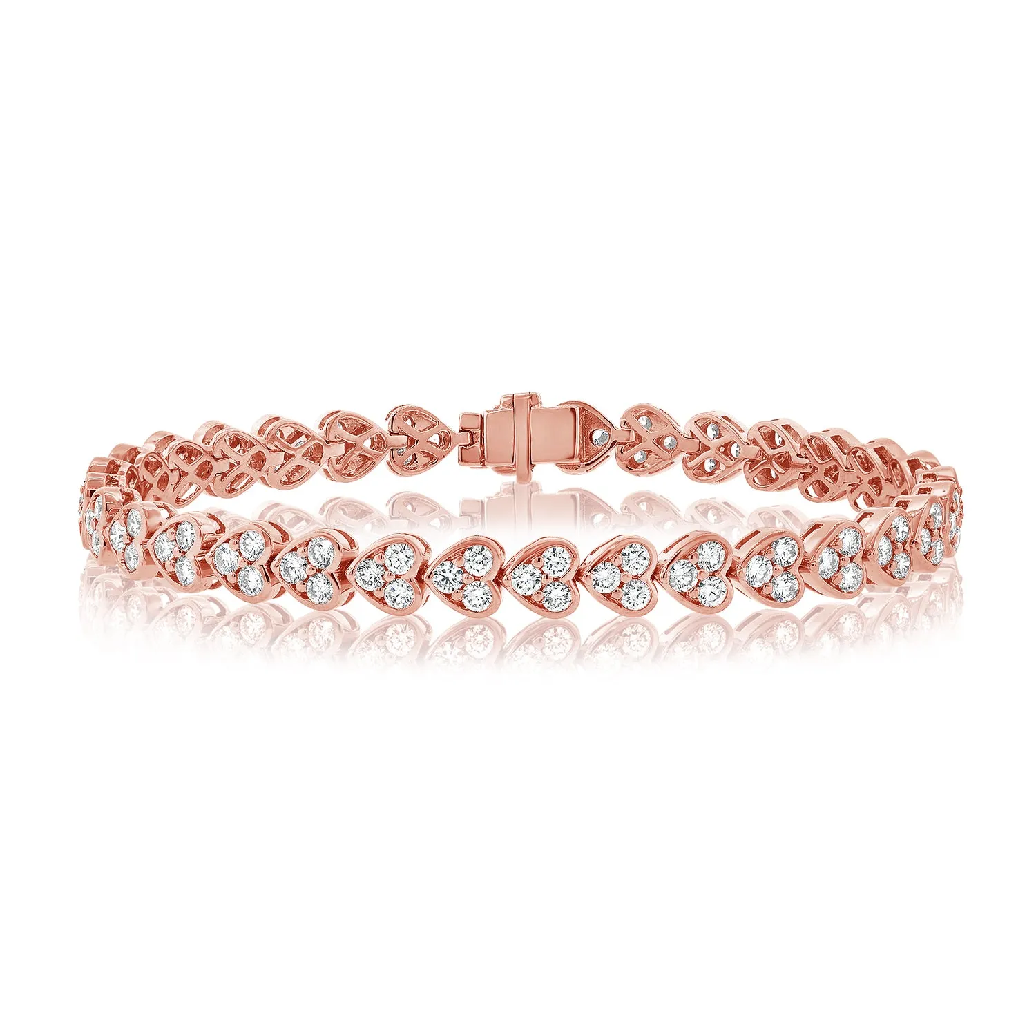 14k Gold & Diamond Heart Bracelet-4.87 ct.