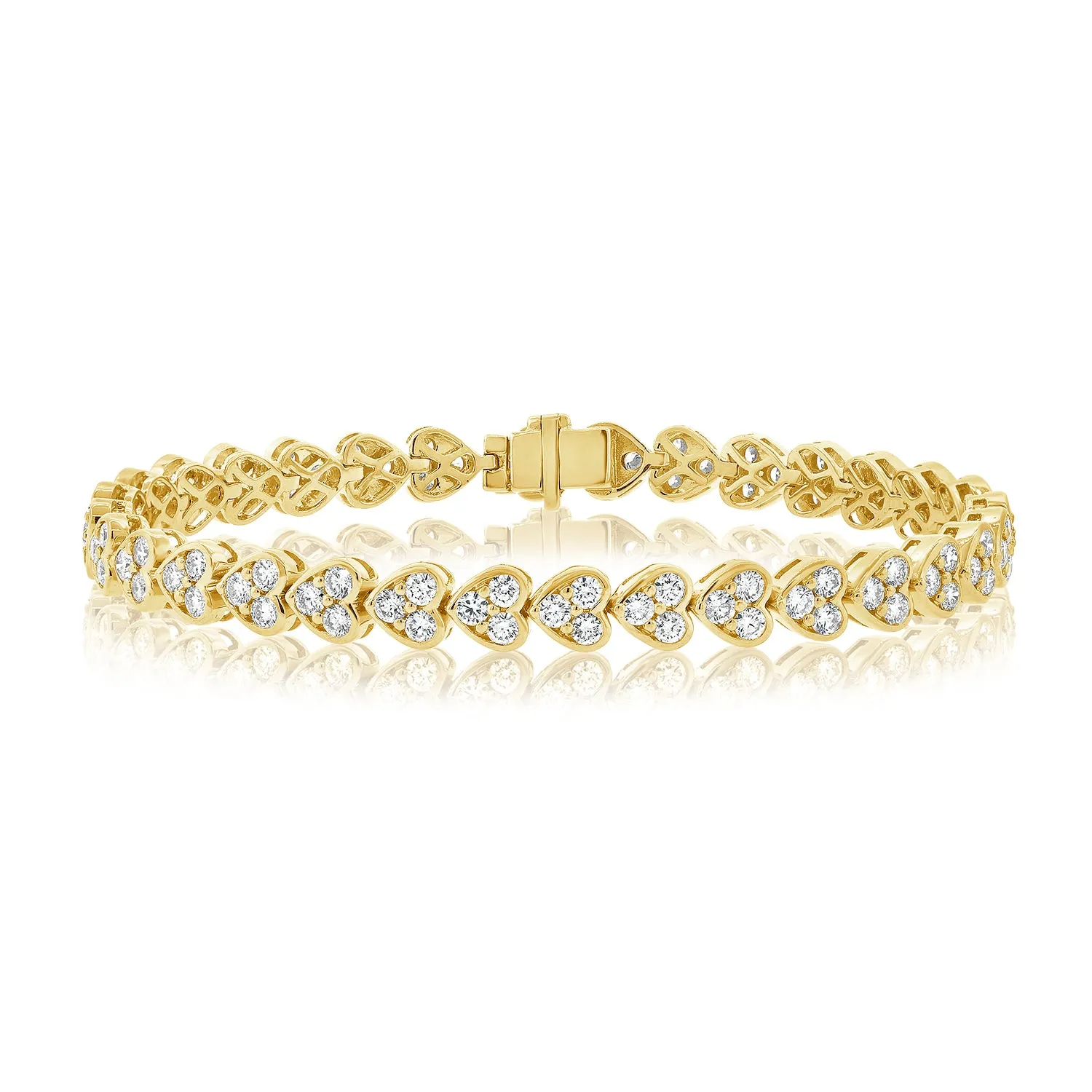 14k Gold & Diamond Heart Bracelet-4.87 ct.