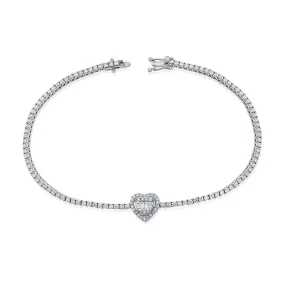 14k Gold & Diamond Heart Tennis Bracelet- 1.61 ct.