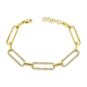 14k Gold & Diamond Link Bracelet- 1.11 ct.