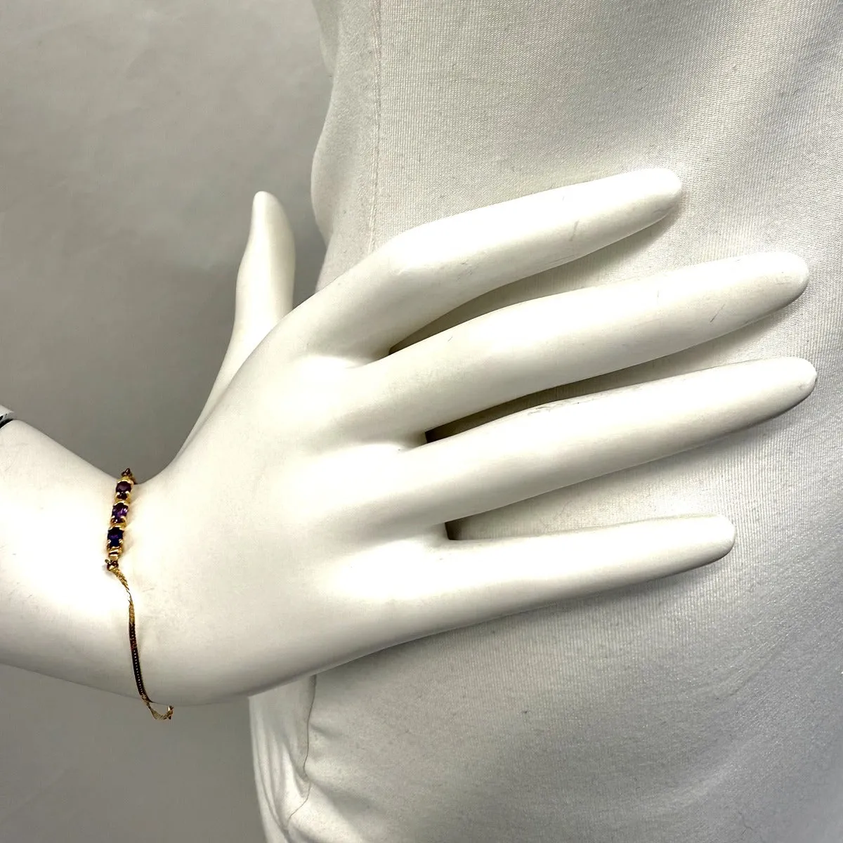 14K Gold Bracelet with 3 Amethyst
