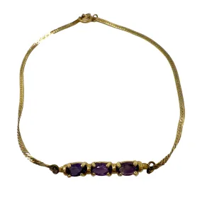 14K Gold Bracelet with 3 Amethyst