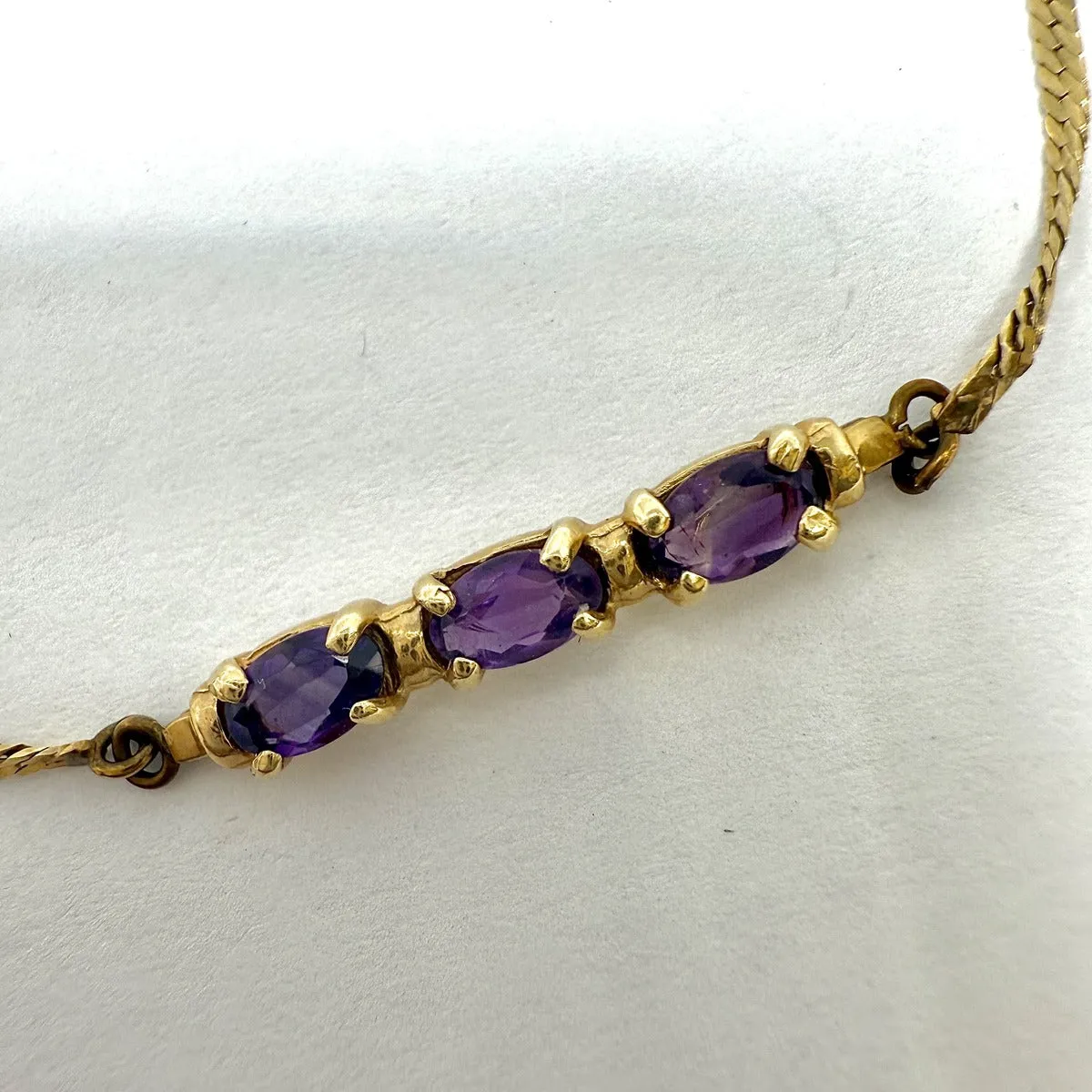 14K Gold Bracelet with 3 Amethyst