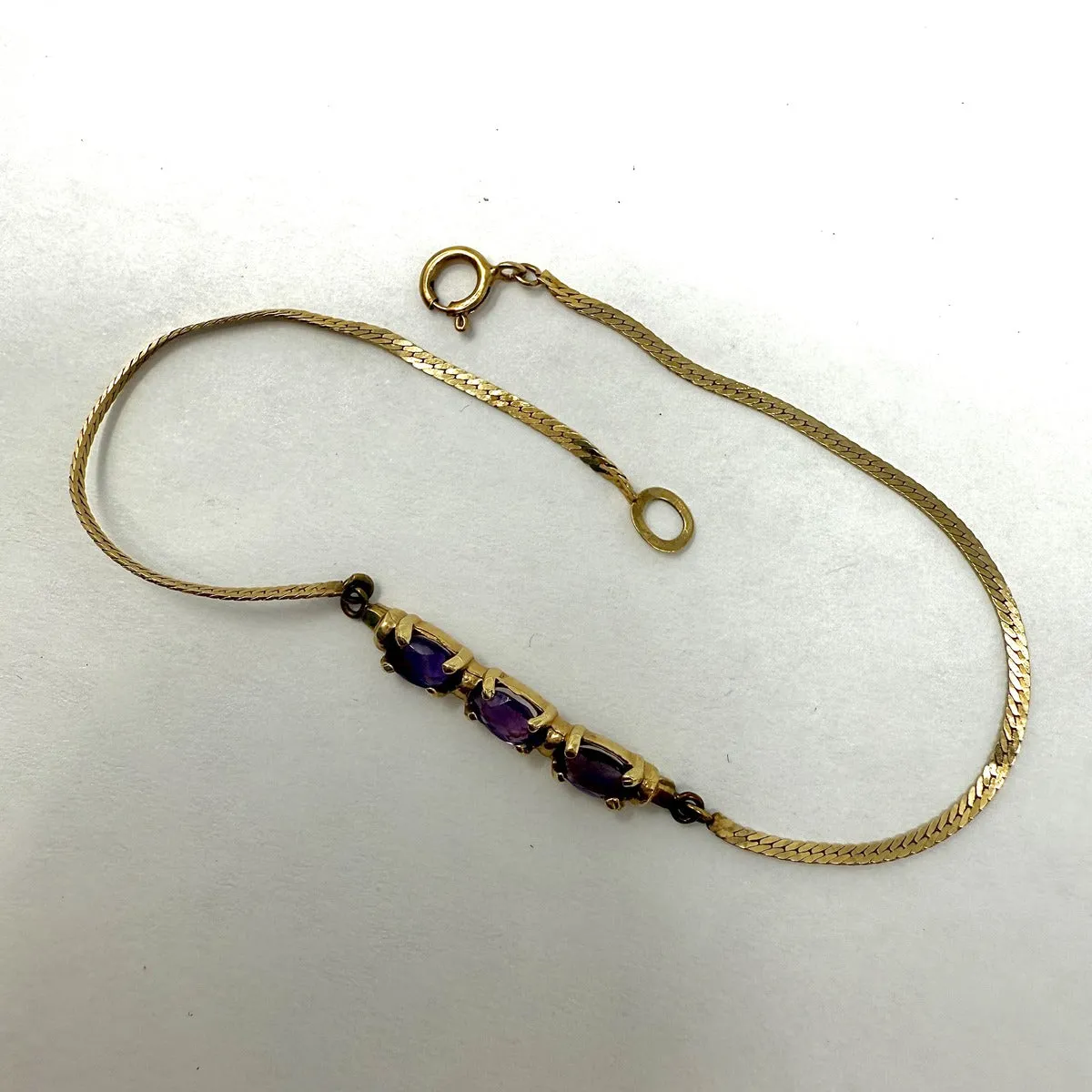 14K Gold Bracelet with 3 Amethyst