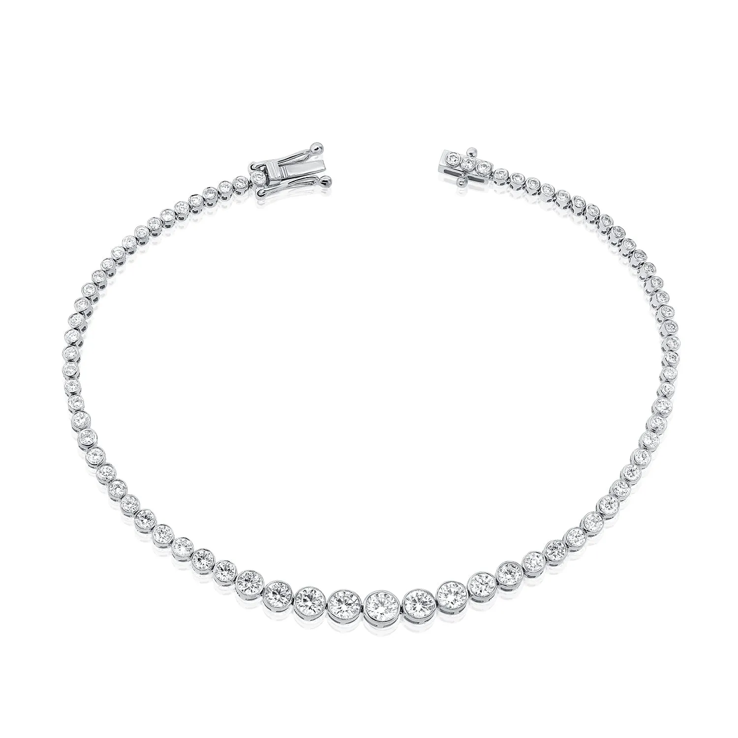 14k Gold Diamond Bezel-Set Tennis Bracelet - 2.23ct