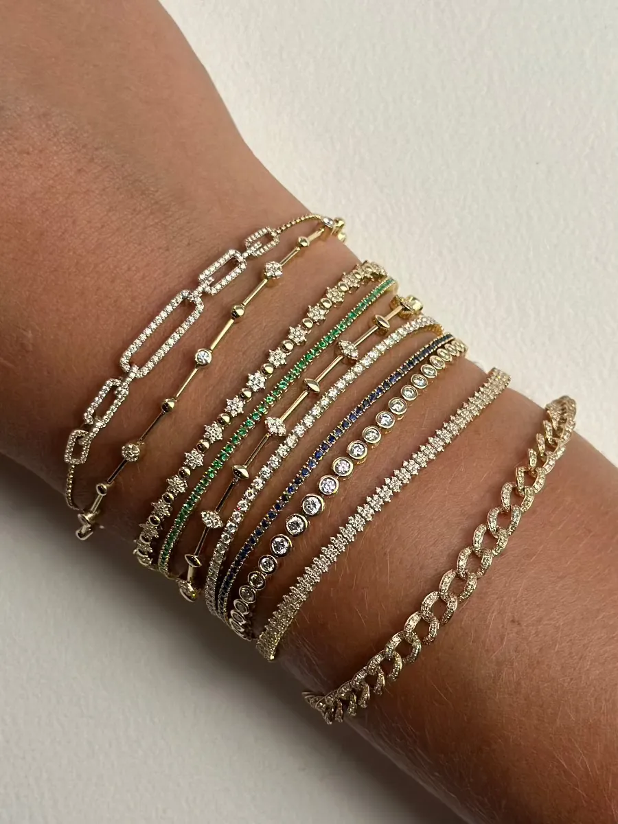 14K Pavé Diamond Marquise Tennis Bracelet