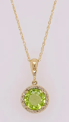 14K Peridot and Diamond Pendant