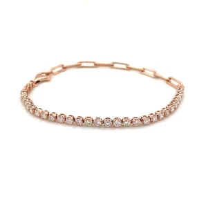 14k Rose Gold Diamond and Link Bracelet