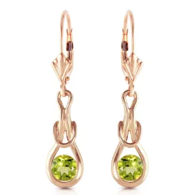 14K Solid Rose Gold Leverback Earrings w/ Natural Peridots