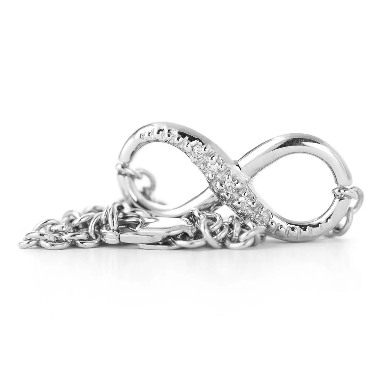 14K Solid White Gold Infiniti Bracelet w/ Natural Diamonds