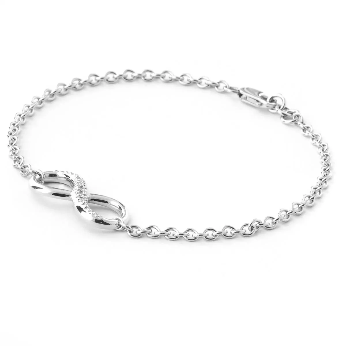 14K Solid White Gold Infiniti Bracelet w/ Natural Diamonds