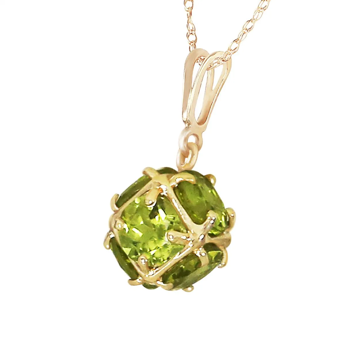 14K Solid Yellow Gold Necklace w/ Natural Peridots