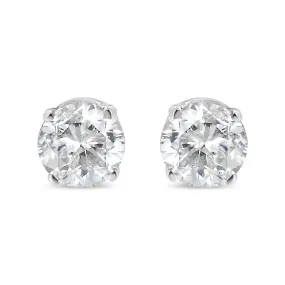 14K White Gold 1/6 Cttw Round Brilliant-Cut Near Colorless Diamond Classic 4-Prong Stud Earrings (H-I Color, I1-I2 Clarity)