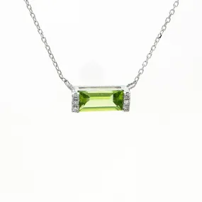 14k White Gold Diamond and Peridot Necklace